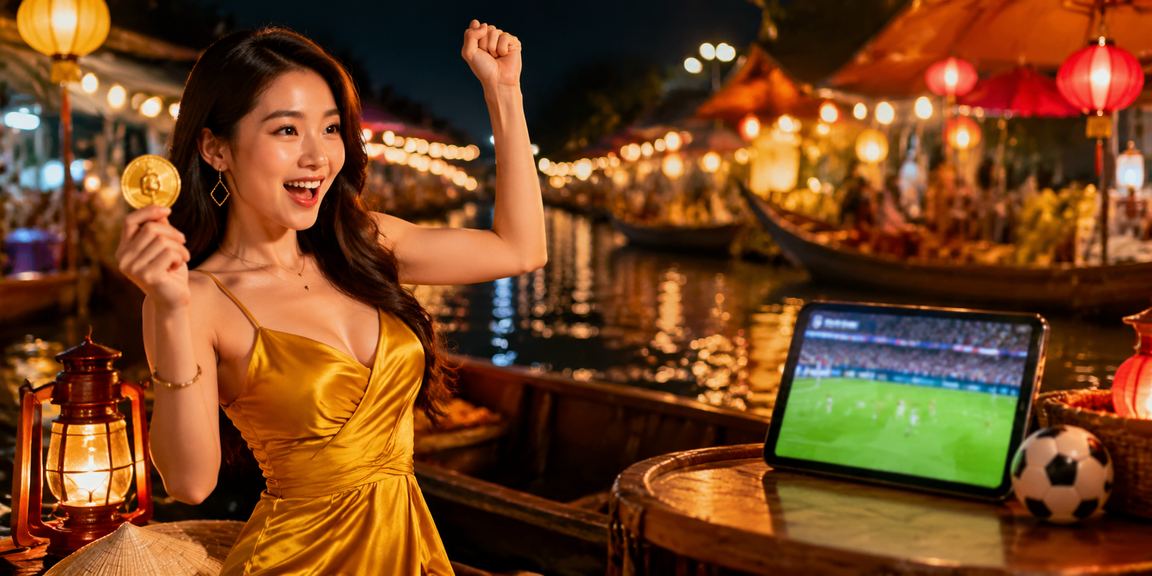 Chợ đêm Hà Nội minh họa người dùng xem ưu đãi thể thao trên điện thoại